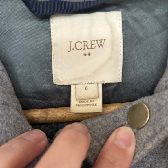 J. Crew Charcoal Utility Jacket with Faux Fur Hood - Picture 2 of 4